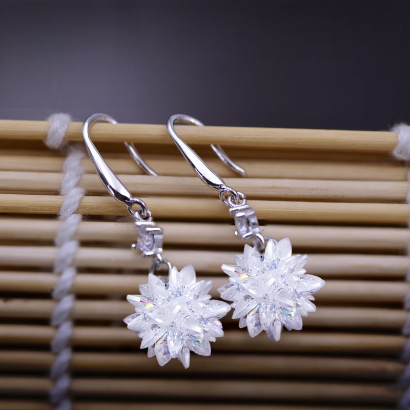 唯美冰花耳坠S925纯银耳环正品韩版百搭防过敏流苏女款时尚网红