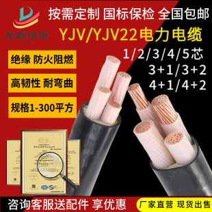 銅芯電力電纜YJV22單芯絕緣架空線國標工業家用電線纜理想充電樁