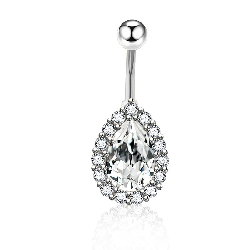 Physiological fashionable belly button piercing drop-shaped with zircon, European style