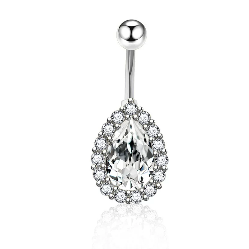 Physiological fashionable belly button piercing drop-shaped with zircon, European style