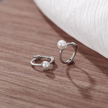 S999纯银韩版简约气质淑女天然淡水珍珠耳扣时尚甜美个性耳饰品