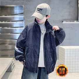 男童加厚外套秋冬装2025新款冬季夹棉夹克男孩韩版棉服童装批发