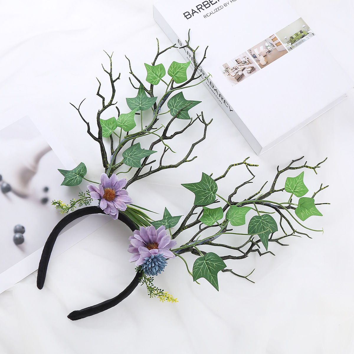 Nueva flor artificial exagerada rama tocado diadema fiesta de fiesta accesorios para el cabello en stock al por mayor