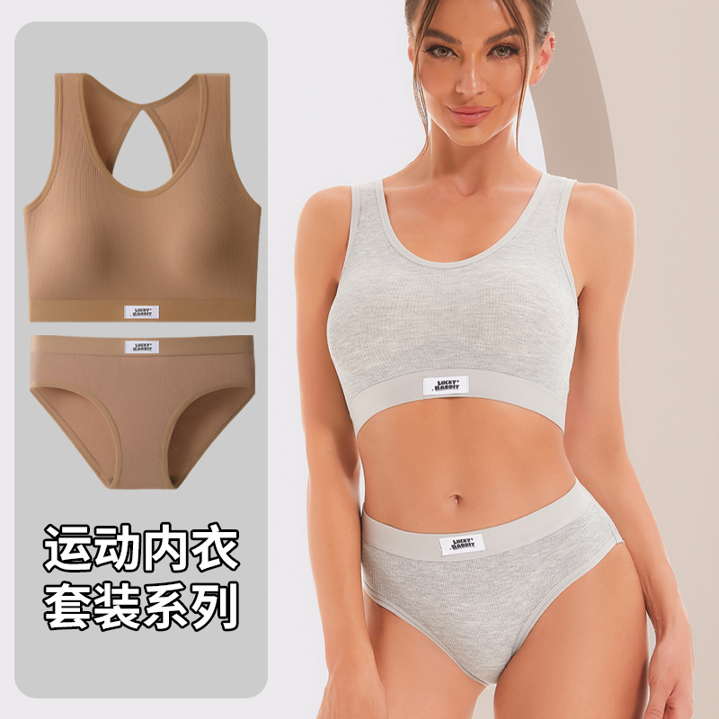 Cross-border foreign trade sports bra set with chest pads, small vest, backless bra, push-up and shaping yoga camisole