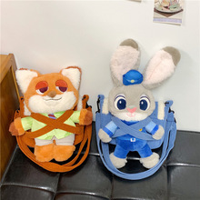 疯狂动物可爱卡通朱迪尼克毛绒玩偶斜挎包狐狸帆布单肩包可拆公仔