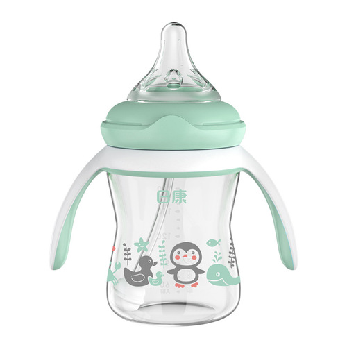 日康N1058 宝宝宽口玻璃奶瓶180ml儿童奶瓶新生儿宽口径奶瓶