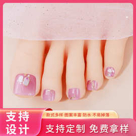 正祥工厂定制脚指甲贴防水3D仿钻烫金甲油膜脚贴美甲贴纸蝴蝶批发