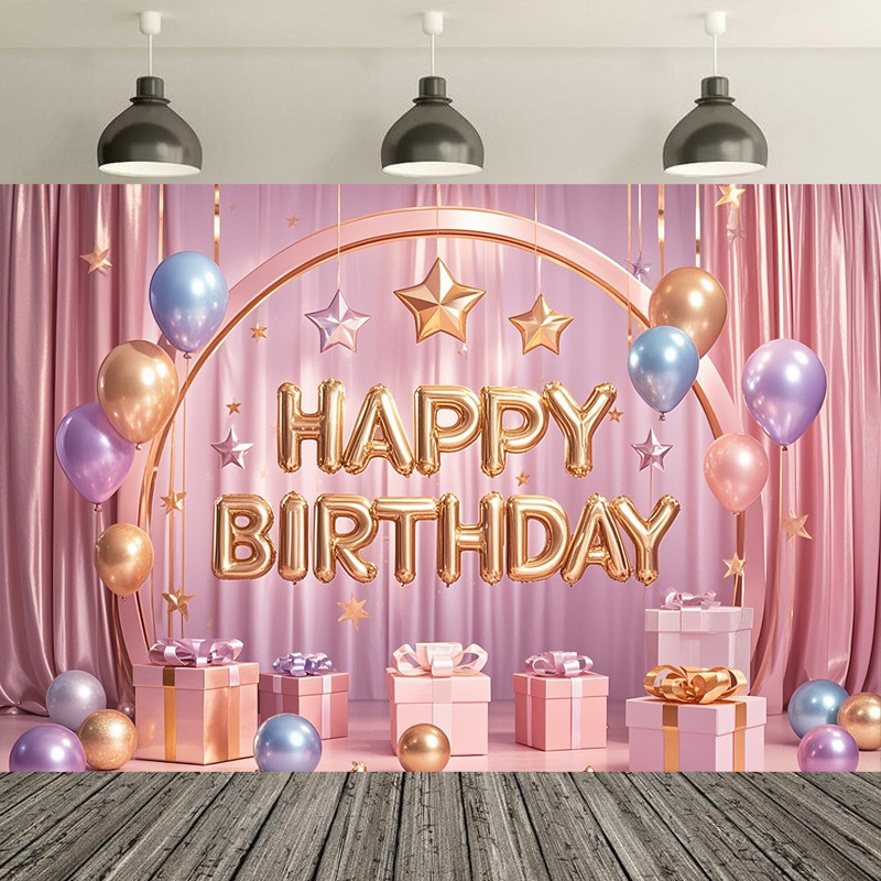 로즈 골드 생일 배경 천 004