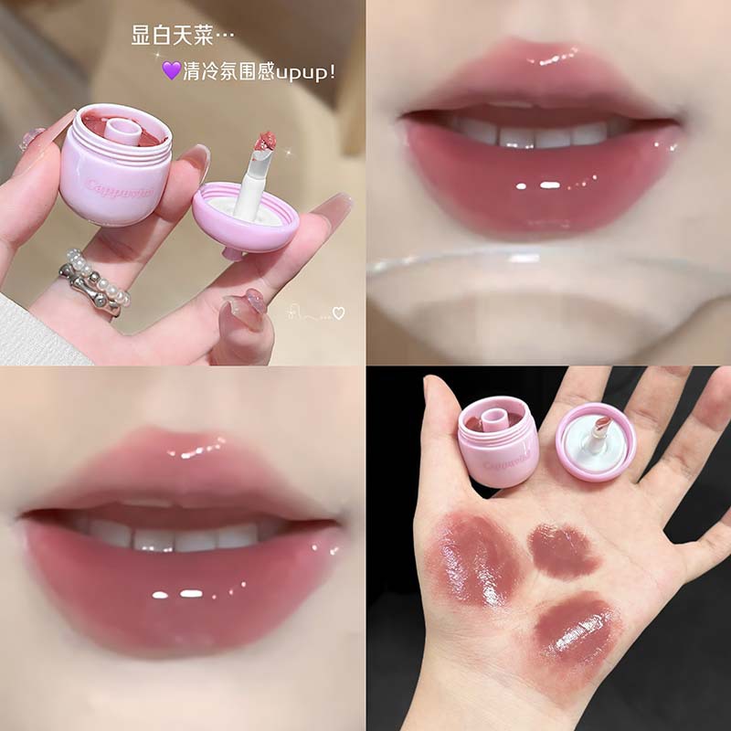 CAPPUVINI esmalte labial de agua de pino pequeño vidrio de espejo de labio de los estudiantes, esmalte labial sólido de la piel blanca de la fiesta