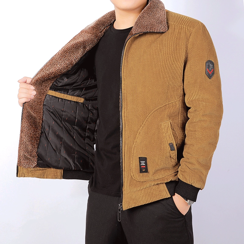 Keep warm comfortable winter corduroy down jacket for leisure, 2019, oversize, for middle age