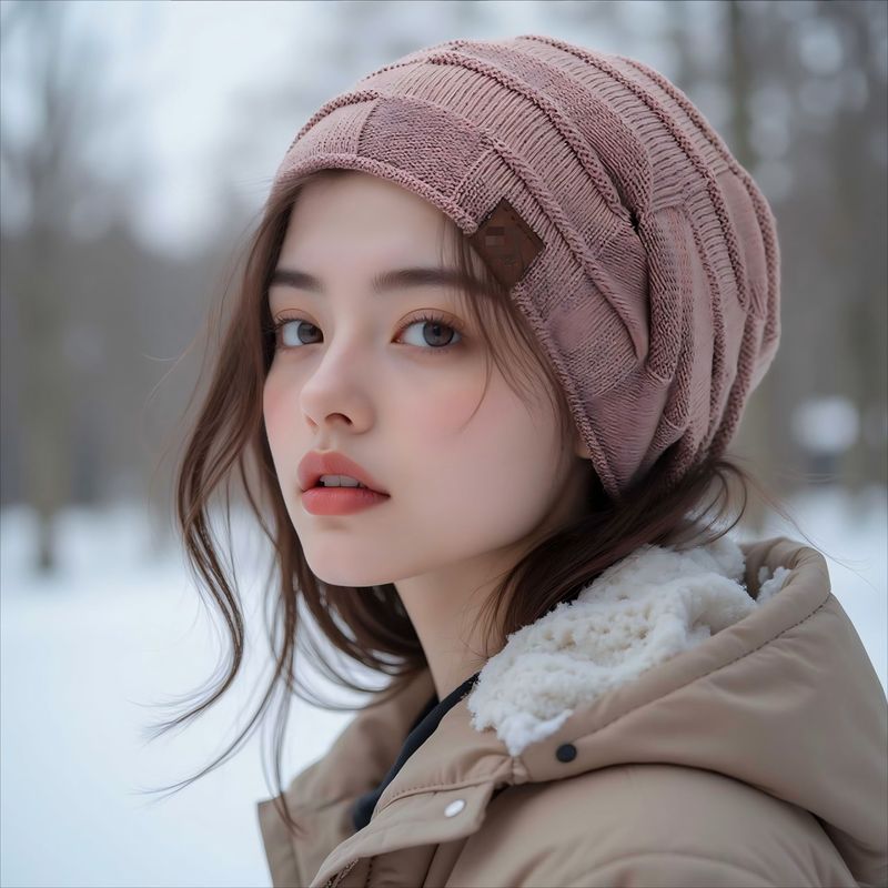 秋冬加绒混色百搭毛线针织帽保暖时尚套头帽欧美冬季女帽跨境|undefined