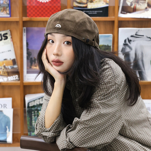 Adjustable Forward Cap Makes Face Look Smaller Autumn/Winter Reversible Hat Winter Men's New Internet Popular Painter Hat Corduroy Beret