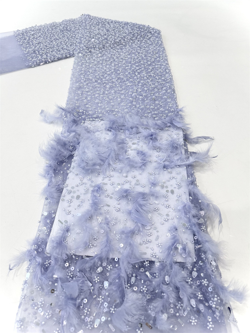 Pluma bordada sequinilla tejido bordado sequinilla alta industria pesada hada vestido de boda vestido tela de moda image 10