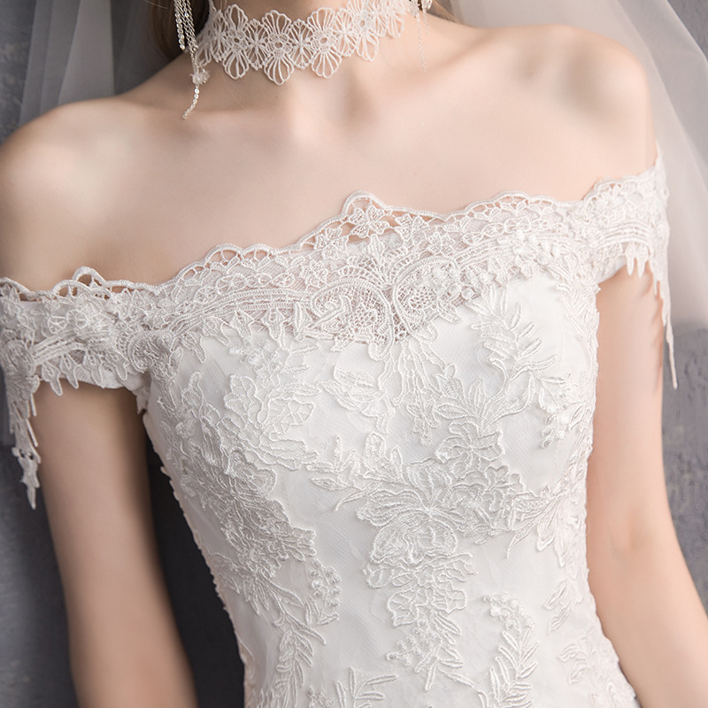 Vestido de Novia Estilo Sirena 2025, Nuevo Estilo, Ajustado, Sencillo, con Hombros Descubiertos, Cola Pequeña, Vestido de Novia de una Pieza, Venta al por Mayor