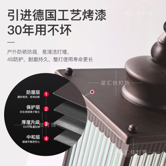 Modern Chinese Style Outdoor Wall Lamp Waterproof Villa Courtyard Retro Outdoor Balcony Door Side Pillar Exterior Wall Lamp