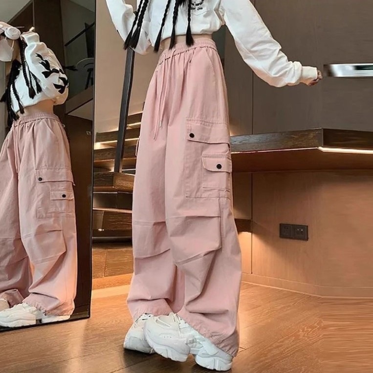 爆款多巴胺帅气工装裤女夏季百搭宽松美式复古显瘦直筒休闲阔腿裤|undefined