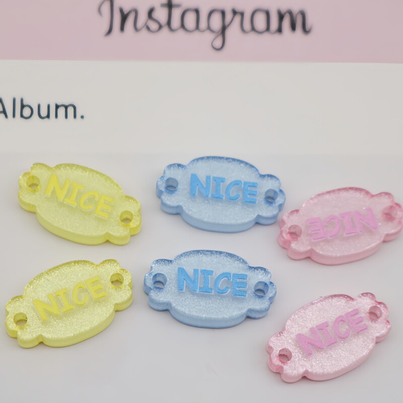 2026 New Product in Stock Candy-Shaped Resin Label Candy-Colored Silver Powder Pearlescent Nice Clothing Label High-End Decorative Button