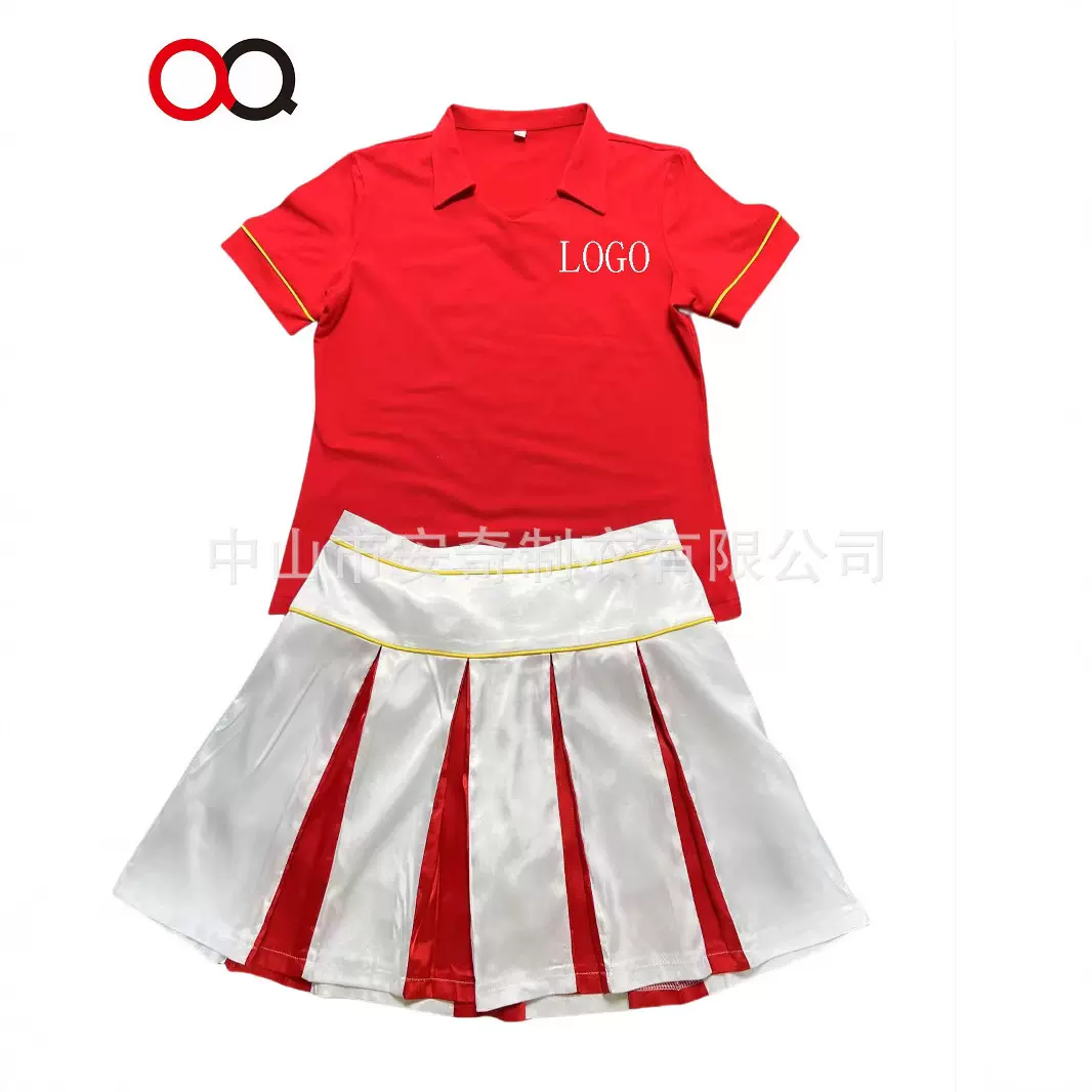 定制夏季新款V领女式促销服套装 商场饮料导购服套装 可定制LOGO