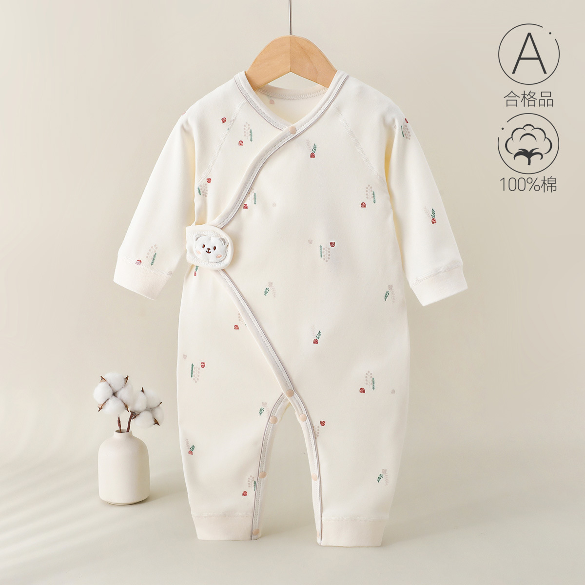 Ropa de bebé recién nacido, algodón puro, primavera y otoño, protección del vientre, 0-6 meses, mameluco de una pieza para bebé, mameluco, mariposa de manga larga