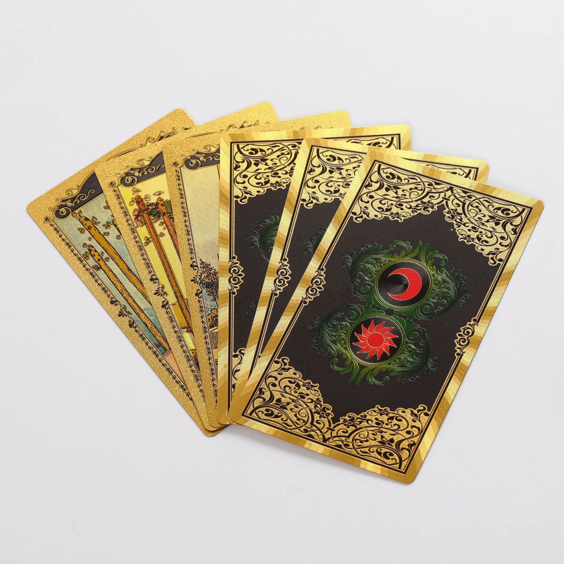 Tabuleiro de Tarô em PVC Plástico Impermeável com Estampagem em Folha Dourada e Cartas Personalizáveis._voghion.com