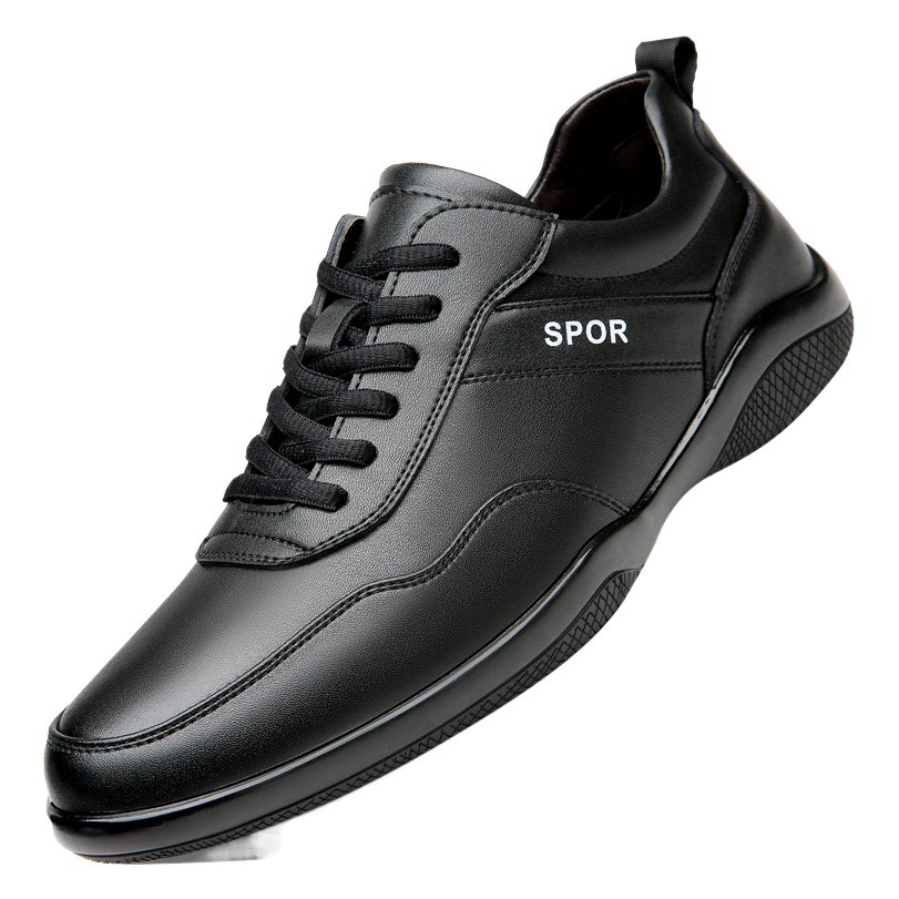 Белые туфли Мужская мягкая подошва Модная универсальная новая дышащая Спортивная повседневная обувь из натуральной кожи Черно-белая кожаная обувь Мужская обувь для Пап