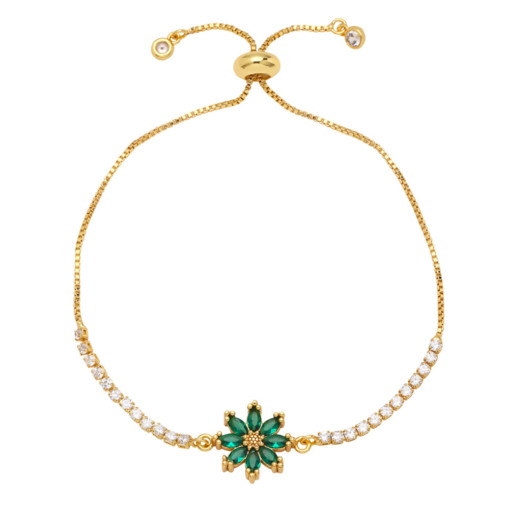 Fashion Flower Copper Bracelets Inlay Zircon Copper Bracelets