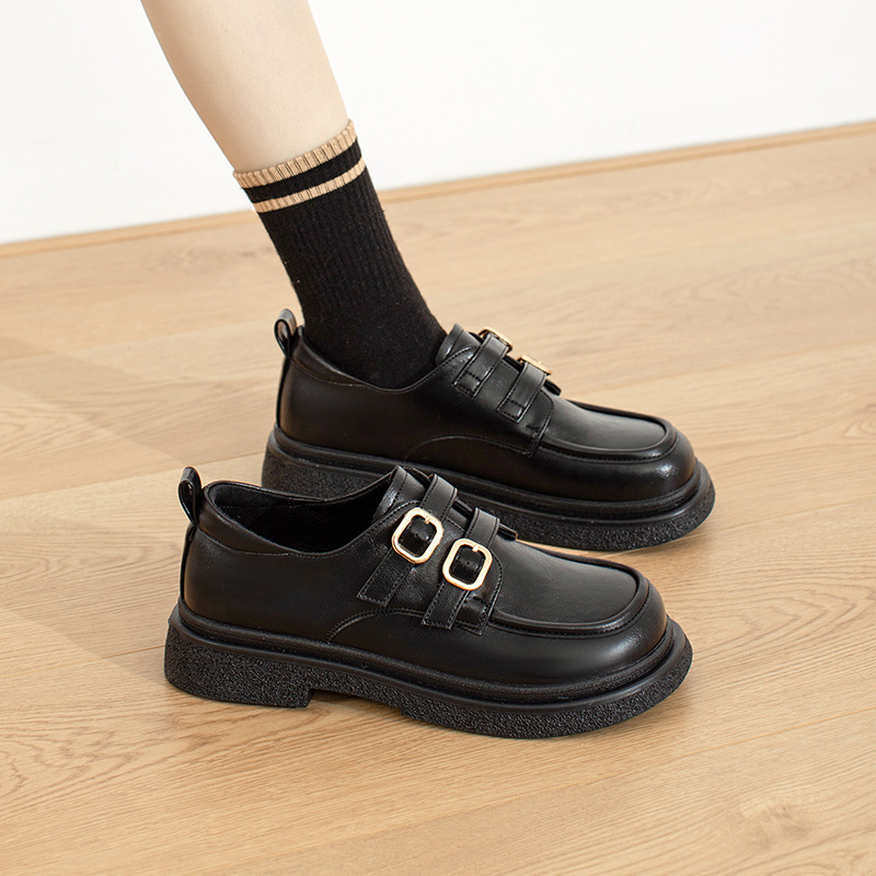 Mocasines Retro Augu Shiden para Mujer, Primavera 2026, Nueva Moda, Suela Gruesa, Estilo Británico, Zapatos de Cuero Francés, a la Moda