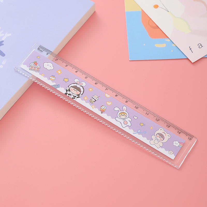 Regla recta de dibujos animados creativos de 15cm regla de plástico de forma especial para estudiantes con papelería multifuncional encantadora premios para niños al por mayor