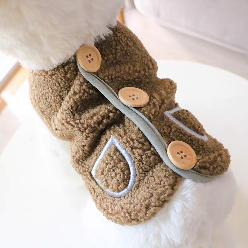 木ボタンベスト-コーヒー