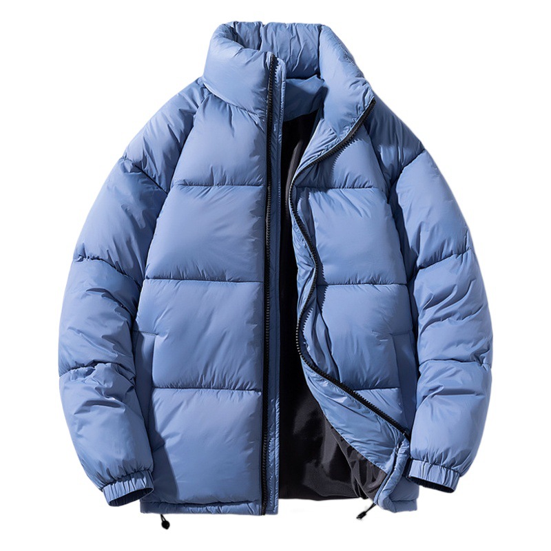 Abrigo de algodón acolchado abrigo de los hombres abrigo de invierno dobladillo ajustable abrigo de algodón acolchado estilo coreano suelto color sólido collar de pie engrosada chaqueta juvenil abrigo de algodón acolchado