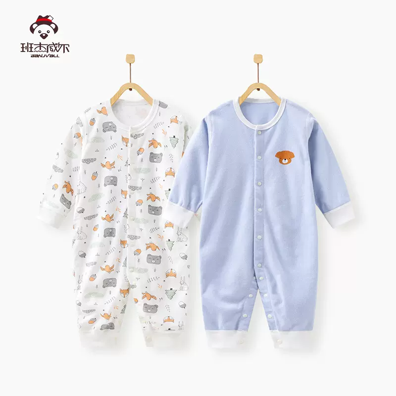 春装婴儿连体衣服装新生儿哈衣服纯棉初生宝宝和尚服空调春夏秋季