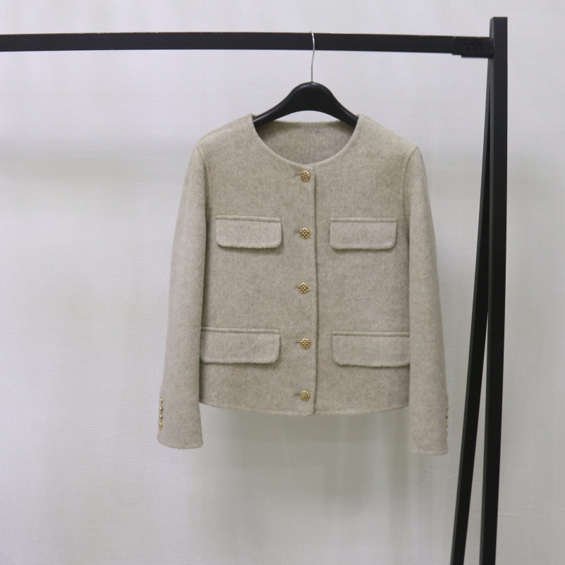 Women's Clothing Welfare style double faced wool coat for women short woolen coat small size high end sense of fashion slim fit_voghion.com