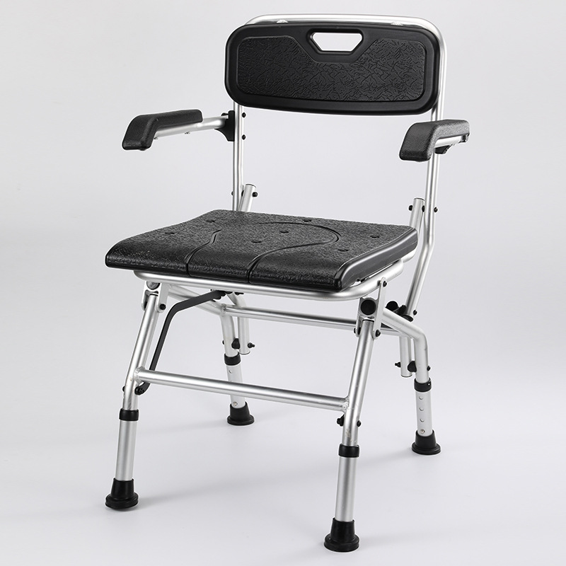 Las mujeres embarazadas de edad avanzada Silla de baño plegable Silla de baño práctico taburete de baño con discapacidad elevación de aleación de aluminio