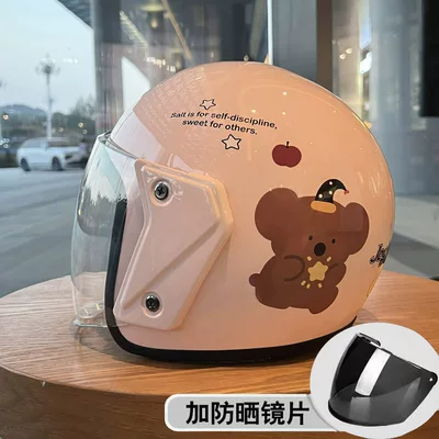 Motorcycle Helmet, Four-Season Windproof Universal – Motosiklet kaskı (dəbilqə) - pink-double-lenses-transparent-lens-brown-lens-one-size