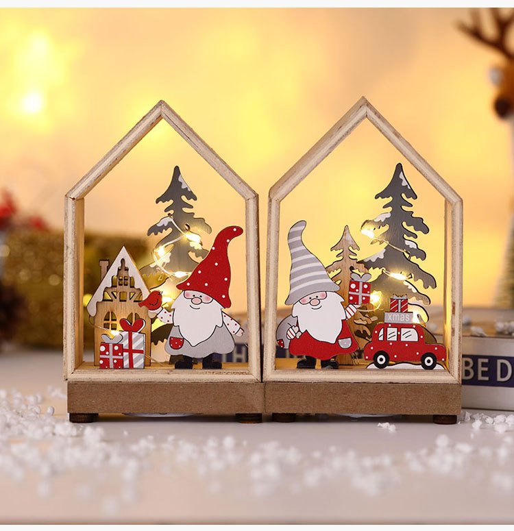 Wholesale Christmas Decorations Luminous Cabins Santa Claus Wooden Desktop Ornaments Nihaojewelry display picture 5