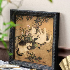 Cherry Blossom French-style Chinese Retro New Chinese Style Cat Imported Solid Wood Frame Decorative Painting Bedroom Wall Art Hanging Picture