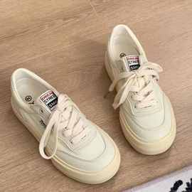 韩系透气小白鞋2025新款设计感帆布鞋子女夏季薄款小众百搭板鞋女