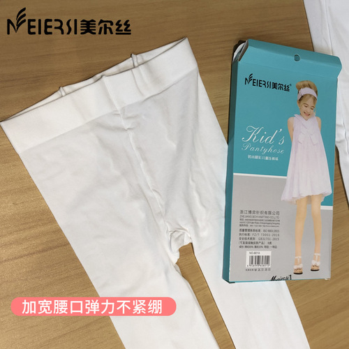 Myers children's dance socks spring and autumn thin slightly see-through pantyhose for girls aged 5 to 16 years high elastic white base 801A