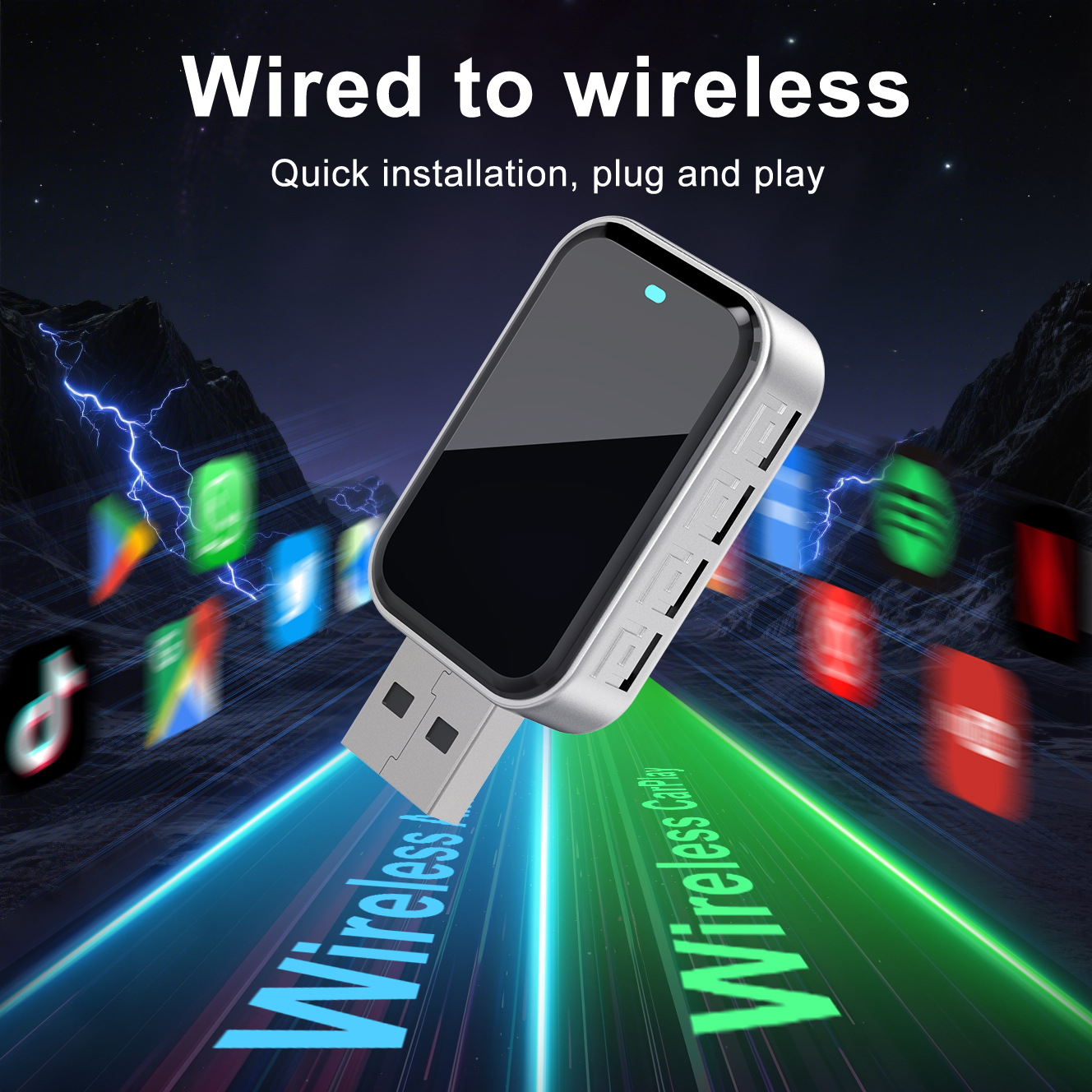 Cross-Border Carplay Box Wired to Wireless Android Auto Apple Android Smart Carplay Box