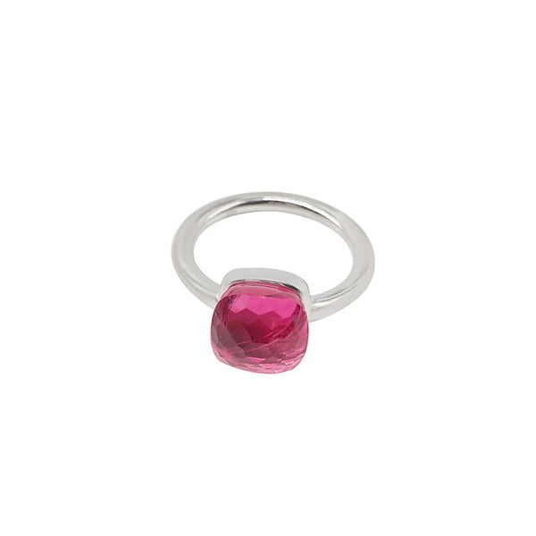 geometric retro fashionable small design ring with stone stainless…