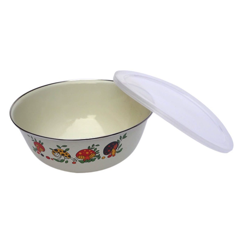 Эмалированная миска, многоцветная утолщенная эмалированная миска для лапши быстрого приготовления с крышкой, эмалированная миска, оптовая продажа, раковина для взбивания яиц, цвет эмали