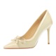 2127-H81 style banquet silk splicing fine heels high heels feminine butterfly bow pointed shallow mouth single shoes