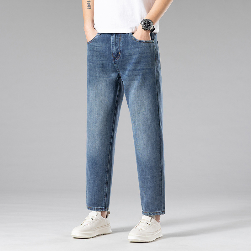 2025 Shorty Jeans Men's Loose Straight Eight-point Summer Tencel Casual Cropped Pants Men's Shorty 2025 Shorty Jeans Men's Loose Straight Eight-point Summer Tencel Casual Cropped Pants Men's Shorty