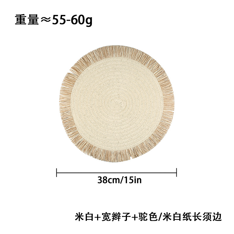 Almohadilla de borla tejida de papel SHEIN, mesa de comedor, mantel occidental, posavasos antideslizantes, almohadilla de aislamiento térmico circular, almohadilla de decoración del hogar