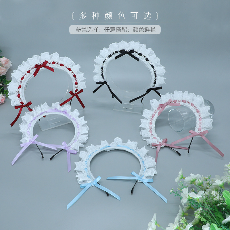 一件代发日系二次元Lolita头饰洛丽塔发饰蕾丝蝴蝶结女仆发箍B款|undefined