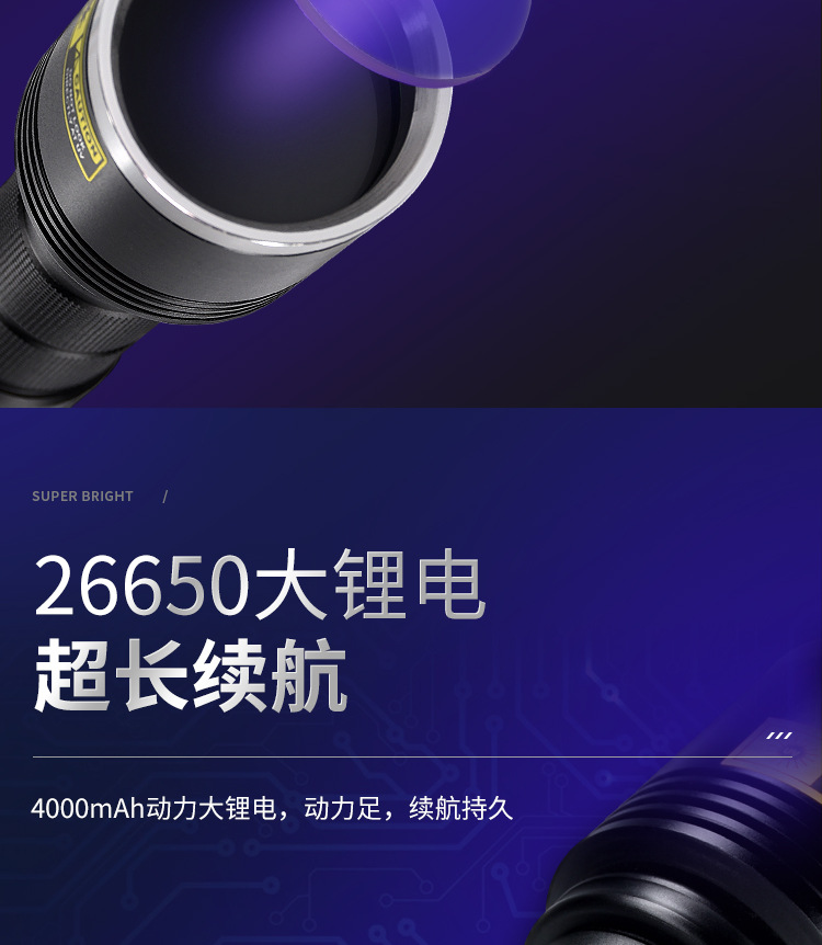 UV Black Mirror purple light identification tobacco and alcohol 365nm according to Jade Jade fluorescence detection strong light ultraviolet flashlight
