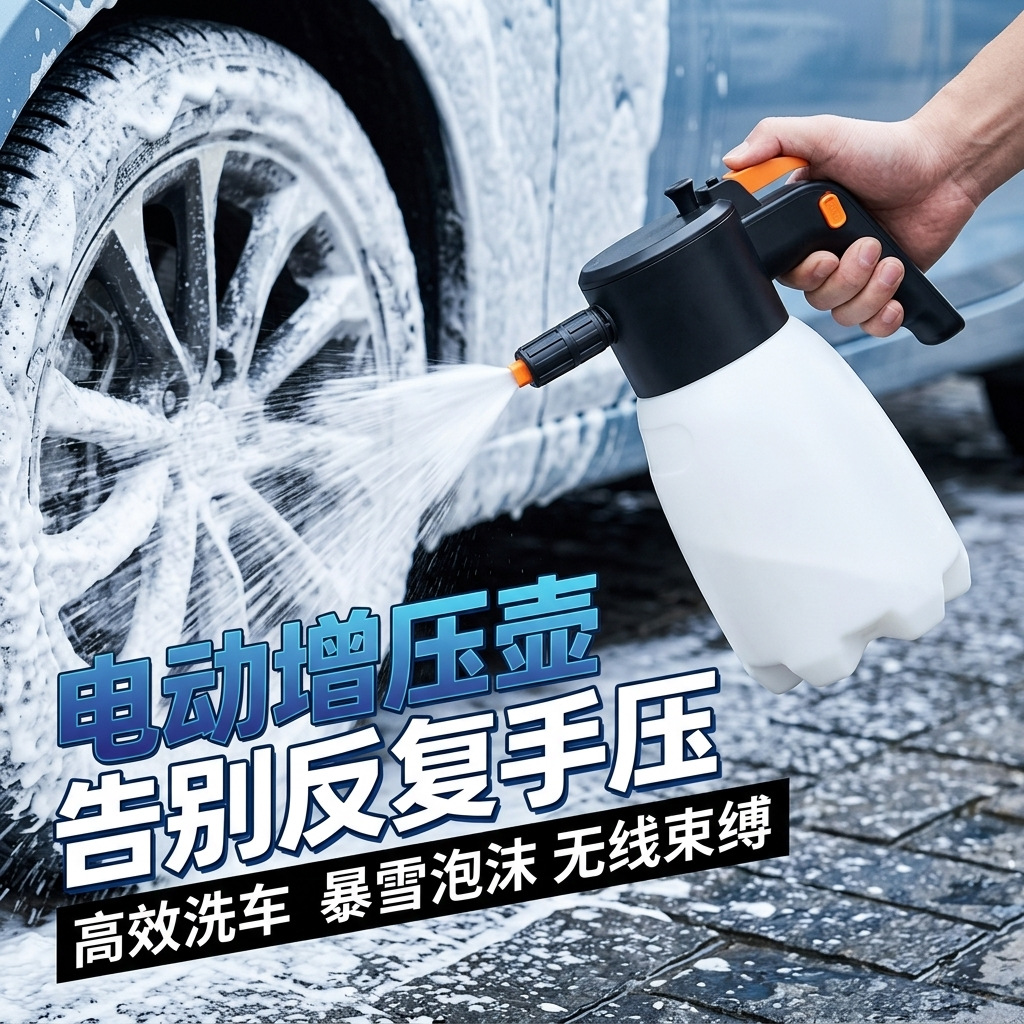 洗車電動泡沫噴壺充電加壓pa壺氣壓式洗車液水槍氣動洗車跨境傳供