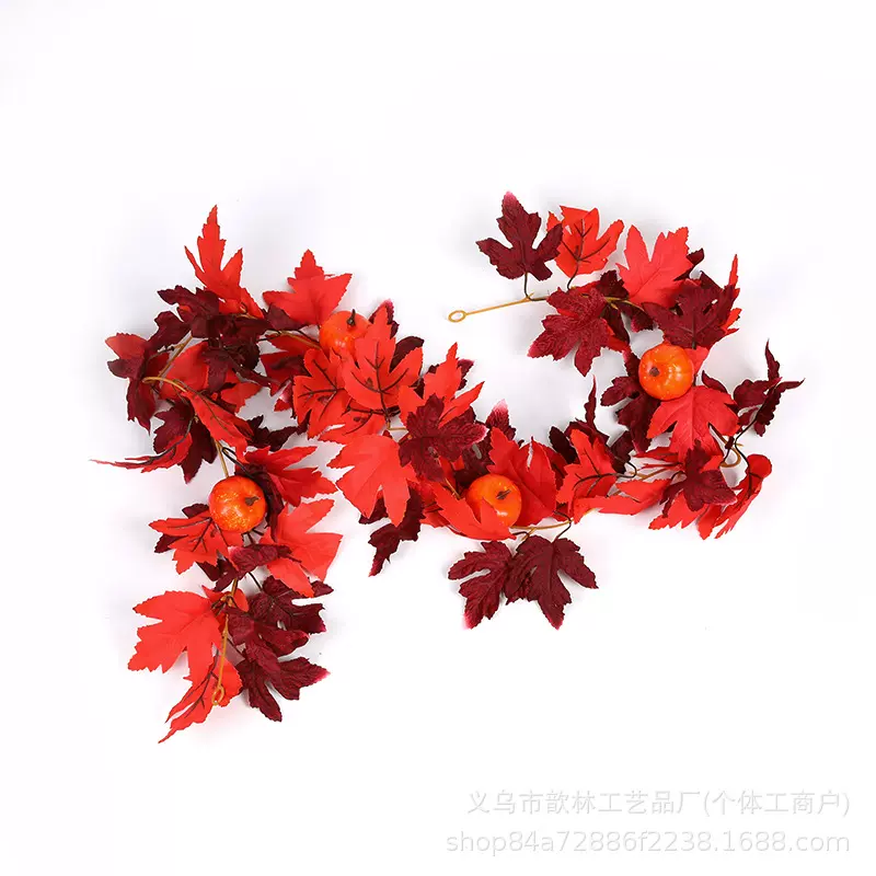 仿真红枫叶藤条挂壁假树叶子万圣节主题橱窗造景墙面吊顶装饰花藤