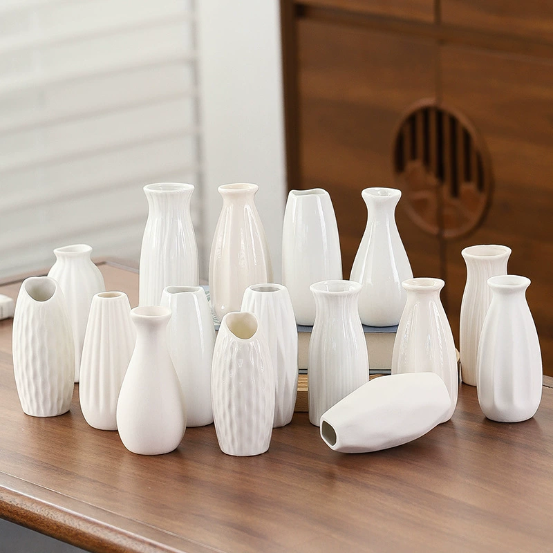 Фабрика прямых продаж тушеная матовая глазурь гладкая керамическая ваза оптом белая цветочная композиция маленькая ваза прямая оптовая продажа