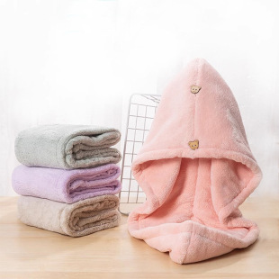 Double-layer coral fleece hair-drying cap super absorbent shower cap quick-drying artifact female cute cartoon thickened long towel